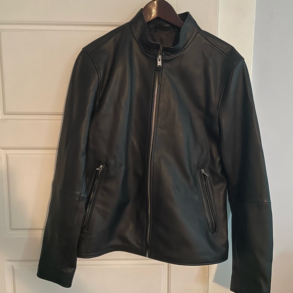 MANGO MEN'S USA LARGE SLIM FIT SOFT SHEEP LEATHER BIKER JACKET
